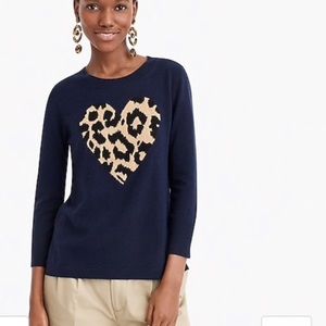j crew leopard heart sweater